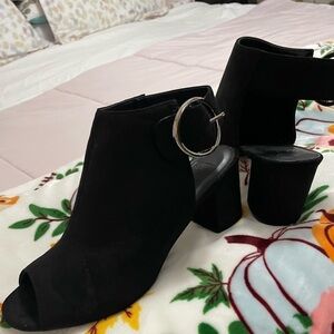 New  lack Suede open toe Booties great for Fall !